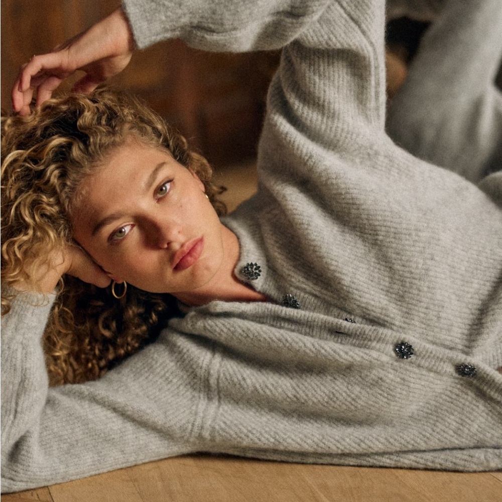 Sezane Othello Light Gray Cardigan XS